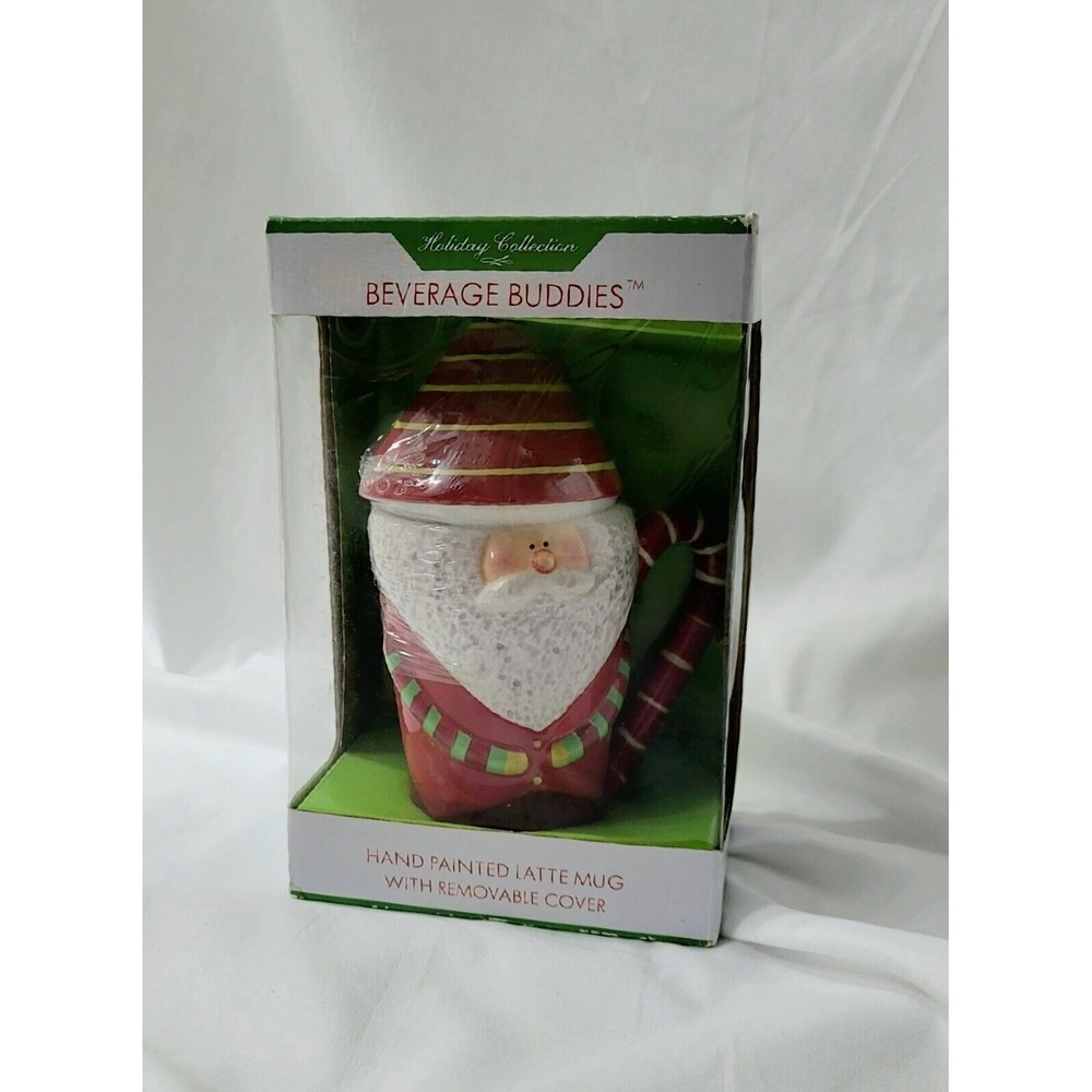 Sakura Beverage Buddies Santa Tall‎ Mug w/Lid Christmas Coffee Latte Cup